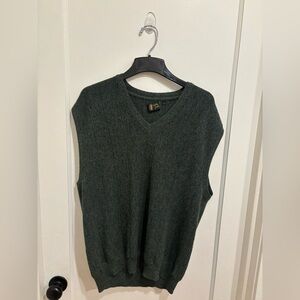 Bobby Jones Dark Green V-Neck Sweater Vest Large Baby Alpaca